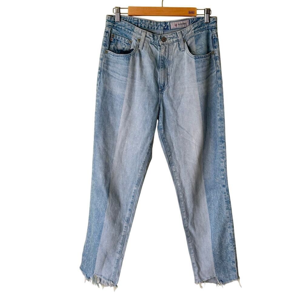 Adriano Goldschmied Women Phoebe Color Block Jeans Size 29R 29 Raw Hem Boho Blue